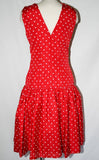 Size 6 Cocktail - 1950s Inspired Red Polka Dot Party Dress - Small - 1980s Mint Condition Deadstock - Sleeveless - NWT - Bust 36 - 33596-1