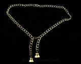 Jingle Bells Belt - Chic 1960s Brass Chain Link Hip Belt - Size 6 to 10 - Small Medium - Gold Color Metal - Mint Condition - Waist to 28