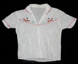 Girls 1950s Shirt - Butterfly Embroidery - Size 5 or 5T - Short Sleeved 50s Girl's Summer Childrens Top - Bugs & Flowers - Chest 27 - 39810