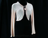 Small 1930s Bed Jacket - Size 6 Vanity Fair 30s Lingerie - Pink Wool Knit - Pom Pom Ties - Bolero Style Bedjacket Cardigan - Bust 34 - 42275