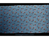 1940s Silk Fabric - Over 3.5 Yards 40s Blue Flourish Print Crepe from Italy - Deadstock Dress Shop Yardage - Fine Salmon Pink Yellow Brown