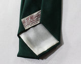 1950s Men's Airplane Tie - Forest Green & Crimson Red Silk Novelty Flight Pilot Theme - Mid Century Mens Accessory - Original 50s Gift Box