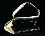 Glam 1960s Metallic Gold Purse - 60s Handbag - Faux Shiny Leather - 60s Purse - Mid Size - Glamour - Metal Rings - Evening - Formal - 43324