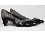 30s Style Shoes - Size 6 1/2 M - Gray Suede & Black Patent Leather 1970s Shoes - Sexy Grey 70s 80s Heels - Hush Puppies NOS Deadstock 6.5