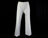 Size 6 White Pant - 70s Polyester Knit - 1970s Cheap Wide Leg Pants - Funky Town 70's Theme Party - Act III - Waist 21 to 26 - Small Medium