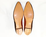 Size 7.5 1960s Brown Shoes - Unworn Two-Tone Sueded Leather Flats - Early 60s Burnt Orange & Chocolate Brown - 7 1/2 Narrow - 60s Deadstock