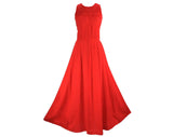 Size 8 Scarlet Dress - Beautiful Quality Red Wool Sleeveless Dress with Artful Smocking - 1970s Blouson Bodice & Flared Skirt - Waist 27