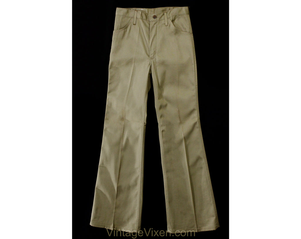 XS Mens 1970s Pant - Khaki Tan Men's Pant Can Be Unisex Ladies Size 2 - Cotton Wide Leg Trouser 70s 80s Wrangler Deadstock - Teen Size 18