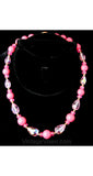 Pretty in Pink 1950s Cut Glass & Beads Necklace - Spring - Pink - 50s - Day To Evening - Aurora Borealis - Rhinestones - Glamour - 38417-1