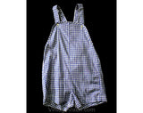 Cute 60s Blue Apple Shirt & Gingham Overall - Size 24 Months Toddlers Play Summer Outfit - Gender Neutral 1960s Deadstock - Childrens 2-Pc