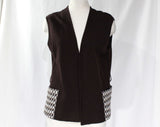 Size 10 Mod 1960s Brown Wool 3-Pc Suit - Medium Size Top Quality Cadillac Knits - Chocolate & White 60s Vest with Skirt and Pullover - NWT