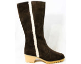 Size 5 1/2 Shearling Style Suede Boots - 1960s Deadstock - Made in Hungary - Beautiful Condition & Quality - Hiking Boot Style Sole -43226-2