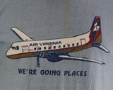 Men's Small Airplane TShirt - Air Virginia Airlines Vintage Tee - Short Sleeved Mens Summer Top - Retro Graphic - Chest 37 - 46406