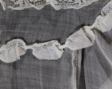 Baby Girls Antique Dress - 1920s Ecru Cotton Chemise with Scallop Hem - Sweet 20s 30s Infants Frock - Sheer Gauze - As Is - 49955