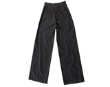 Size 0 Black Cotton Pants - Designer YSL Yves Saint Laurent Tailored Utility Trousers - 1980s Wide Leg Casual Chic - Has Pockets - Waist 23