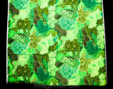 60s Green Cotton Fabric - 2 Yards x 55 Inches - 1960s High Quality Hippie Yardage Titled Ecology Let It Be - Abstract Primordial Botanical