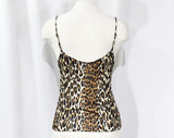 Large 1980s Leopard Print Camisole - Size 12 Negligee Style 80s Boudoir Chic - Pin Up Sexy Animal Print - Vanity Fair Label - Bust 37.5
