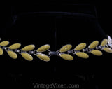40s 50s Winged Enamel Necklace - Insects Bugs Bees Abstract Wings - Honey Yellow Gold Orange - Elegant 1940s 1950s Flexible Link Jewelry
