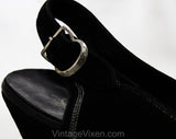 Size 6 1930s Black Shoes - Unworn Suede Peep Toe Pumps with Top Stitching - Beautiful Authentic 30s 40s High Heels - Chic NOS Deadstock