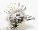 Modernist Bird Pin - 1950s Mid Century Modern Rooster Chicken Style Brooch - 50s 60s Silver Tone Metal - Good Design MCM Avian Jewelry