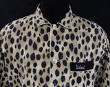 XXL Men's Pajama Shirt for a Wildcat - Cheetah Spots Novelty Print Mens PJ - 50s Animal Print Cotton Flannel - Long Sleeved Top - Chest 54