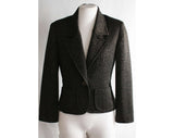 Size 6 Designer Jacket - Quality Black Metallic Suit Separate - Classic 1980s 90s Blazer - Filigree Buttons -Mint Condition- Bust 34 - 35462