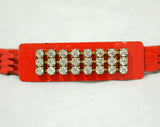 Disco Chic 1970s Red Scales Stretch Belt - Size 6 to 14 - Small Medium Large - 70s Glamour Nightclub Chic - Enamel Metal Rhinestones