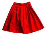 1950s Girl's Red Full Skirt - Cotton Pleated 50s Cotton Cute Bobby Soxer Era - Children's Size 10 12 Pre Teen - Original Belt - Waist 24.5