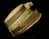 Adorable 1960s Summer Hat with Bow Loops - Taupe Woven Straw 60s Bucket Hat with Cocoa Brown Taffeta Trim - 60's Neutral Beige Spring Chic