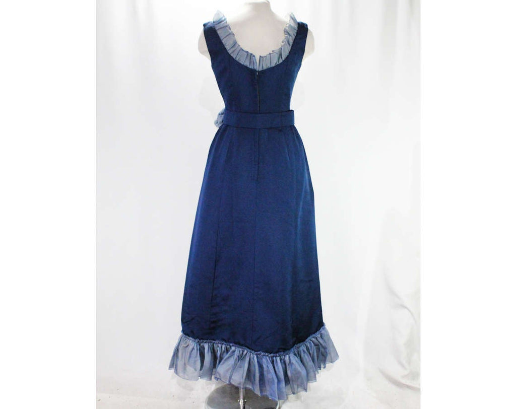 Size 8 Evening Dress - Navy Blue Silk Formal Gown - Picturesque 1960s Vintage Vixen Clothing Size 8 Evening Dress - Navy Blue Silk Formal Gown - Picturesque 1960s Vintage Vixen Clothing