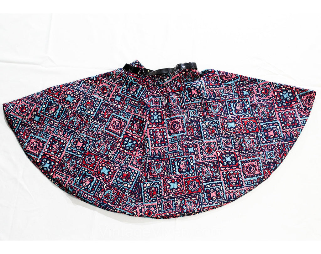 1950s Girl s Circle Skirt Size 8 Childs Quilted Flare 50s Red Pink Vintage Vixen Clothing