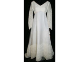 Size 10 Vintage Wedding Gown - Classic 1960s Voile & Lace Dress with 5-Ft Train - Medium 60s Bridal Gown - Bust 36.5 - NWT Deadstock - 32759