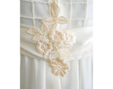 Size 8 Wedding Dress - Lattice Tucked 1960s Empire Bridal Gown with Romantic Juliet Sleeves - New With Tag - Bust 35.5 - Waist 27.5 - 31818