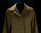 Size 12 Cashmere Coat - Large Brown Luxury Design - Cashmere & Mink Fur Blend Overcoat - Half Sleeve 50s 60s Tailored Tan Classic - Bust 42