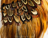 1950s Pheasant Feather Hat with 'Bangs' - Brown Auburn Red Black Cream Feathers - Headband Style 50s Clamper Hat - Fall Autumn Millinery