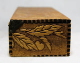 Antique Gloves Cherry Dresser Box - Victorian Edwardian Cherries Wooden Vanity Case - 1800s 1900s - Wood Burning Pyrography Arts & Crafts