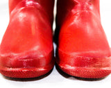 Child Size 10 Red Galoshes - 1950s 60s Child's Glossy Reflective Rain Boots - Waterproof Rubber Wet Weather Children's Shoe - 50s Deadstock