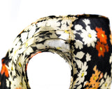 As Is Size 0 1930s Flapper Dress & Romantic Cape - Late 1920s 30s Art Deco Floral Silk Chiffon Daisy Print Gown - Orange Yellow Black White