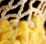 Terrific 1940s Fish Net Head Scarf with Fluffy Yellow Trim - Casual 40s Kerchief - Deadstock - Spring - Summer - Peasant Chic - 35906-1