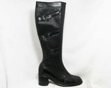 Size 6 Trompe L'Oeil 60s Boots - Black Waterproof Rubber - Sophisticated 1960s - Faux Buckles - Fleece Lined - Unworn - Deadstock - 43709-3