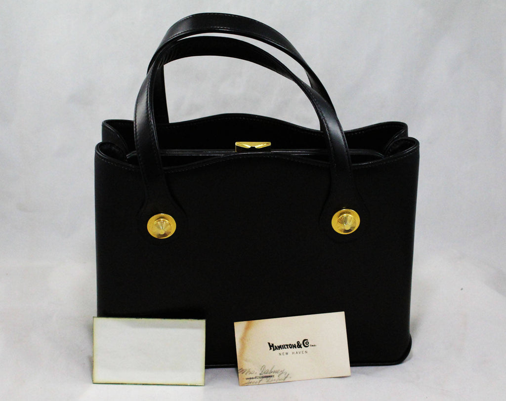 1950s Black Leather Bag - Very Fine Quality Patent Leather Purse - Pri –  Vintage Vixen Clothing
