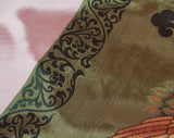 Chinese Silk Satin Wall Hanging - Vivid Scarlet Red & Pale Gold - Cranes Medallion Border Pattern Brocade From China - 57.5 x 81 Inches