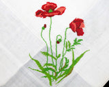Micro Embroidered Handkerchief Pair - Super Fine Embroidery - Botanical Flowers - Mallorca Spain European Import - 2 Ladies Hankies NIB NWT