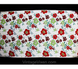 40s Hibiscus Print Fabric - Nearly 3 Yards - Red Chartreuse Scarlet 40s Tropical Flowers Yardage - White Acetate Slinky Summer Dress Fabric