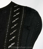 Size 8 Designer Knit Top - ca. 1980 Black Christian Dior Sleeveless Sweater - Paris Boutique - Feels Like Angora - Fall - Bust 37 - 34134