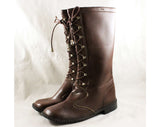 Girls Brown Boots - Child Size 3 - 1950s 60s Equestrian Look - Faux Lace Up - Girl's Street Shoes with Riding Boot Style - NOS Deadstock