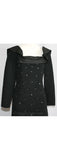 Size 6 Lounge Singer Black Dress with Rhinestones & Mermaid Hem - Was 495 Dollars - 1990s Long Sleeve Evening Gown - Bust 35 - 31524-1