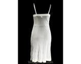 Size 4 Vintage White Full Slip - 1950s Lingerie - 50s Classic Dress Slip - Thin Tricot & Lace with Embroidery Scallops - Double Layer Knit