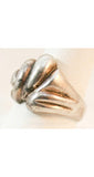Sterling Silverplate Flourish Ring - Size 9 - Fluid Elegant Disco Era 1970s Jewelry - Cocktail Style Silver 70s Ring - 38340-1