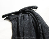 Size 8 Black Party Dress with Full Circle Skirt - Black Jersey Knit Cocktail by Designer Charles Glueck - Plunge Neck Evening Glam - Bust 38